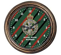 KRAFTYGIFTS Personalised Military Wall Clock Royal Green Jackets Classic Round Hanging Glass Front British Army Clock Veteran Gift AC51