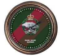 KRAFTYGIFTS Personalised Military Wall Clock The Royal Tank Regiment Classic Round Hanging Glass Front British Army Clock Veteran Gift AC84