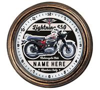 KRAFTYGIFTS Personalised Motorcycle Wall Clock BSA Lightning 650 British Motorbike Classic Round Hanging Glass Front Clock Biker Gift MBC03