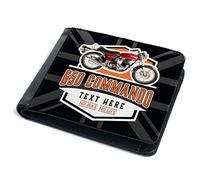KRAFTYGIFTS Personalised Norton 650 Commando Wallet Mens Motorcycle Bi-Fold Coin Card Holder Fathers Day Mens Birthday Gift MBW30