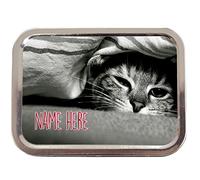 KRAFTYGIFTS Personalised Peeking Tabby Kitten Cat St829 2oz Tobacco Tin | Baccy Storage | Pill Box | Cigarette Rolling Stash Can
