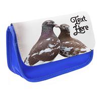 KRAFTYGIFTS Personalised Pencil Case Pigeon Stationary Bag Adults Custom Pens Organiser Glasses Case Medication Carry British Birds KS55 (Blue)