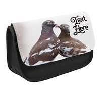 KRAFTYGIFTS Personalised Pencil Case Pigeon Stationary Bag Adults Custom Pens Organiser Glasses Case Medication Carry British Birds KS55 (Black)