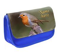 KRAFTYGIFTS Personalised Pencil Case Robin Stationary Bag Adults Custom Pens Organiser Glasses Case Medication Carry Robins SH212 (Blue)