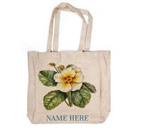 KRAFTYGIFTS Personalised Primrose Tote Bag Flower Reusable Shopping Carry Canvas Folding Reuseable Grocery Eco-Friendly Floral Birthday Gift KTB31