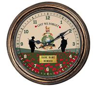 KRAFTYGIFTS Personalised Royal Marines Globe & Laurel Wall Clock Military Classic Remembrance Round Hanging Glass Front British Army Clock Veteran Gift VPC74