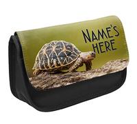 KRAFTYGIFTS Personalised School Pencil Case Girls Pet Turtle Stationary Bag Chidrens Custom Kids Pens Organiser Turtles KS102 (Black)