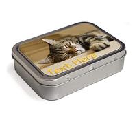 KRAFTYGIFTS Personalised Tabby Kitten 2oz Tobacco Tin | Baccy Storage | Pill Box | Cigarette Rolling Stash Can Tin Pet ST824
