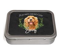 KRAFTYGIFTS Personalised Tan Cocker Spaniel Tobacco Tin Dog 2oz Baccy Storage Pill Box Cigarette Rolling Stash Can Pet Puppy Birthday Gift NDD30