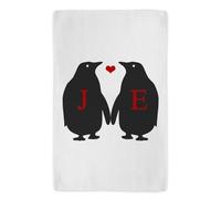 KRAFTYGIFTS Personalised Wedding Tea Towel Penguin Kitchen Cloth Cotton Hand Towel Mr & Mrs Couple Just Married Wedding Day Special Keepsake Valentines Day Gift KC38