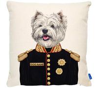 KRAFTYGIFTS Personalised WEST HIGHLAND TERRIER Dog Cushion Cover Military Portrait Artwork FDC36