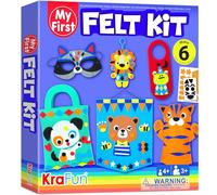 KRAFUN Animal Felt Craft Kit for Kids Ages 3-8, 6 DIY Arts & Crafts Projects with Mask, Keyring, Bag, Instructions, Reusable Box, Educational Gift for Toddlers, Boys, Girls, Preschool