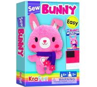 KRAFUN Bunny Sewing Kit for Kids Ages 7-12, Beginner Craft Set with Bunny Stuffed Doll, Plush Felt Materials, Instructions, Embroidery Supplies, Pre-Punched Fabric