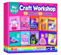 KRAFUN My First Craft Workshop Art and Craft Kit for Kids - 20 Projects in 10 Envelopes, Unicorn, Mermaid, Princess & Llama Crafts, Creative Educational Activities Girls Toddlers Ages 3 4 5+