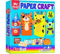 KRAFUN My First Safari Animal Paper Craft Kit, 18 DIY Zoo Animal Arts & Crafts for Kids Ages 3-8, Includes Creative Supplies, Instructions, Reusable Box, Educational Gift for Toddlers, Boys, Girls
