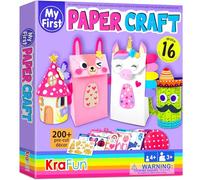 KRAFUN My First Unicorn Bunny Paper Craft Kit for Kids Ages 3-8, 16 DIY Arts & Crafts Projects, Includes Supplies, Instructions, Reusable Box, Educational Gift for Toddlers, Girls, Preschool