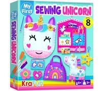 KRAFUN My First Unicorn Sewing Kit for Kids, Beginner Crafts with 5 DIY Projects (Stuffed Animal, Pillow, Mobile, Keyring, Bag), Plush Felt, Instructions, Embroidery Supplies, Pre-Punched Fabric
