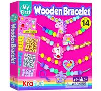 KRAFUN Unicorn Bracelet Craft Kit for Kids Ages 5-12, 14 DIY Arts & Crafts Projects with Friendship Bracelets, Charms, Beads, Gem Stickers, Instructions, Educational Gift for Girls