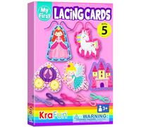 KRAFUN Unicorn Lacing Card Kit for Children 3+ Years, 5 DIY Projects (Princess, Unicorn, Castle), Instructions, Educational Toy