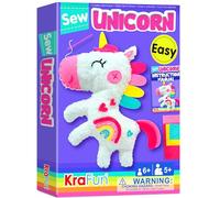 KRAFUN Unicorn Sewing Kit for Kids Ages 7-12, Beginner Craft Set with Unicorn Stuffed Doll, Plush Felt Materials, Instructions, Embroidery Supplies, Pre-Punched Fabric