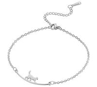 Kraidoey Cute Walking Cat Anklets for Women Stainless Steel Anklets Kitten Animal Ankle Bracelets Fashion Beach Accessories Foot Jewelry for Gis Cat Lovers, Cat, Stainless Steel, no gemstone