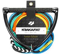KRAKAFAT 75ft Water Ski Rope, Wakeboard Rope - 7 Sections with 13" EVA Diamond Grip Floating Handle - 1-2 Rider Tube Tow Rope for Tubing - Boat Tow Rope for Kneeboard