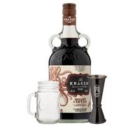 Kraken Black Roast Coffee Rum 70cl | Includes Mason Jar & Jigger | Rum Gifts for Him, Her, Birthdays, Christmas, Corporate, Mothers Day, Fathers Day