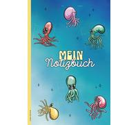 Kraken Geschenk: Krake auf Notiz Buch Tintenfisch Motiv Notizheft A5 liniert kleines Geschenk mit Oktopus im Comic Design praktisches Tagebuch Schulheft und Hausaufgabenheft für Meerestier Freunde