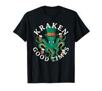 Kraken Good Times Paddys Day 2024 Irish Octopus Drinking T-Shirt