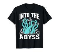 Kraken Into The Abyss Giant Squid Submarine Deep Sea Ocean Value Graphic T-Shirt, Men, Black, XL
