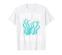 Kraken Into The Abyss Giant Squid Submarine Deep Sea Ocean Value Graphic T-Shirt, Men, White, M