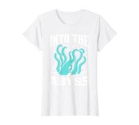 Kraken Into The Abyss Giant Squid Submarine Deep Sea Ocean Value Graphic T-Shirt, Women, White, M