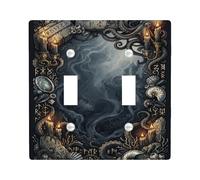 Kraken Octopus Runic Nautical Art Gothic Double Light Switch Cover Plate