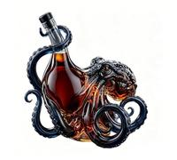 Kraken Rum Octopus Bottle, Handcrafted 3D Octopus Decanter, 350ml Borosilicate Glass Liquor Bottle, Vintage Nautical Decor, Home Bar Sculpture, Unique Gift for Marine Lovers Men
