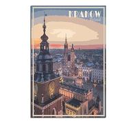 Krakow Poland Skyline Vintage Travel Poster Canvas Art Print Office Family Bedroom Decorative Posters Gift Wall Decor Poster 8x12inchs(20x30cm) Unframe-style