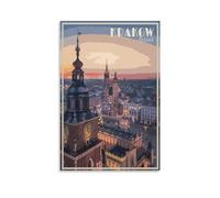 Krakow Poland Skyline Vintage Travel Poster Canvas Art Print Office Family Bedroom Decorative Posters Gift Wall Decor Poster 12x18inch(30x45cm) Unframe-style