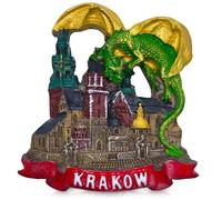 Krakow Souvenir Fridge Magnet - 3D Wawel Dragon & Old Town Design - Poland Travel Keepsake Refrigerator Magnet (Kraków)