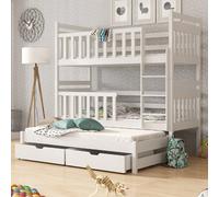 krakow wooden bunk bed foam mattress and trundle in matt white