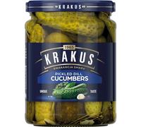 Krakus Pickled Dill Cucumbers - Sweet & Sour Taste - Crispy Gherkins - Delicious Condiment - Ready to Serve - 490g Glass Jar