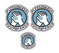 Kramer PLEASE WASH YOUR HANDS Decal Sticker label Warning Sanitary Clean 4" х 4" set of 2 and 1 small sticker as a gift
