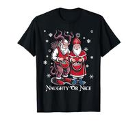 Krampus and St Nicholas Naughty or Nice Kids Christmas T-Shirt