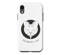 Krampus Cat Horror Xmas Illustration Horned Cat w Tongue Case for iPhone XR