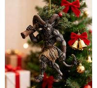 Krampus Christmas Ornament Set, Dark Holiday Horror Decor 2D Acrylic Gothic Tree Decorations, Folklore Scary Xmas Party Hanging Ornaments (B)