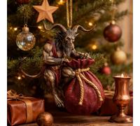 Krampus Christmas Ornament Set, Dark Holiday Horror Decor 2D Acrylic Gothic Tree Decorations, Folklore Scary Xmas Party Hanging Ornaments (C)