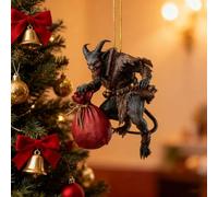 Krampus Christmas Ornament Set, Dark Holiday Horror Decor 2D Acrylic Gothic Tree Decorations, Folklore Scary Xmas Party Hanging Ornaments (D)