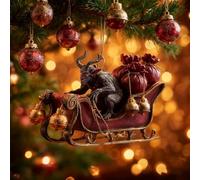 Krampus Christmas Ornament Set, Dark Holiday Horror Decor 2D Acrylic Gothic Tree Decorations, Folklore Scary Xmas Party Hanging Ornaments (A)