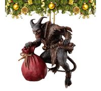 Krampus Christmas Ornament Set - Dark Holiday Mischief Collection, 2D Acrylic Horror Hanging Ornament, Krampus Folklore Scary Christmas Tree Decoration with Rope for Xmas Party Decor (D)