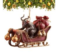 Krampus Christmas Ornament Set - Dark Holiday Mischief Collection, 2D Acrylic Horror Hanging Ornament, Krampus Folklore Scary Christmas Tree Decoration with Rope for Xmas Party Decor (A)