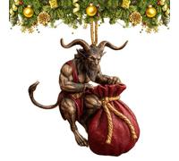 Krampus Christmas Ornament Set - Dark Holiday Mischief Collection, 2D Acrylic Horror Hanging Ornament, Krampus Folklore Scary Christmas Tree Decoration with Rope for Xmas Party Decor (C)