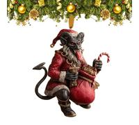 Krampus Christmas Ornament Set - Dark Holiday Mischief Collection, 2D Acrylic Horror Hanging Ornament, Krampus Folklore Scary Christmas Tree Decoration with Rope for Xmas Party Decor (F)